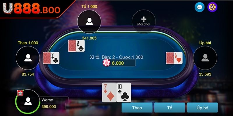 Xì Tố U888 - Hướng Dẫn Luật Chơi Và Bí Quyết Thắng Lớn 2 Các hành động cần biết khi chơi Xì Tố U888